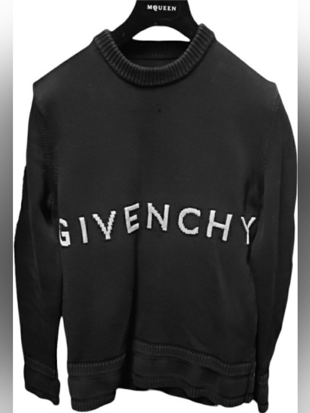 Givenchy Black Knit 4G Crewneck Sweater with White Logo
